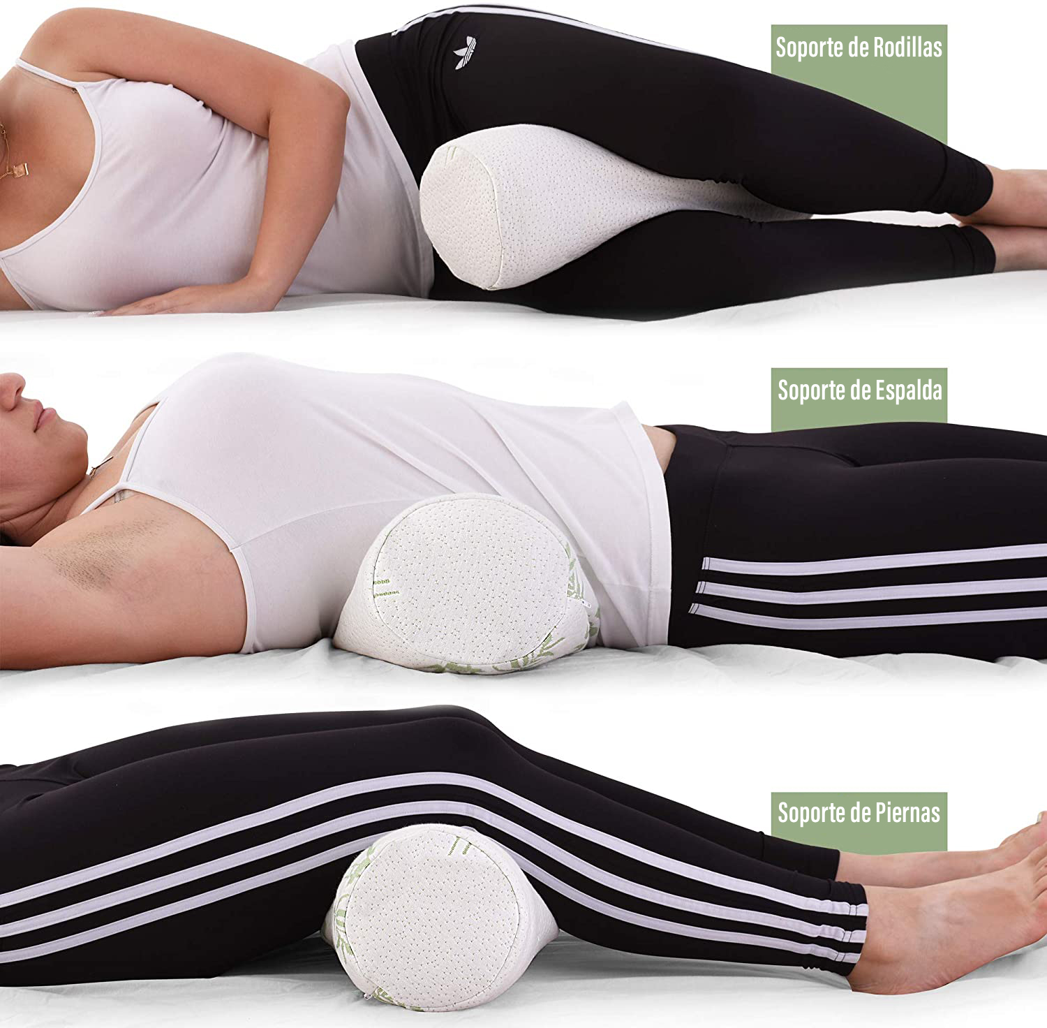 Almohada larga de algodón de soja suave, relleno de cilindro, soporte de  cintura, cojín de pierna